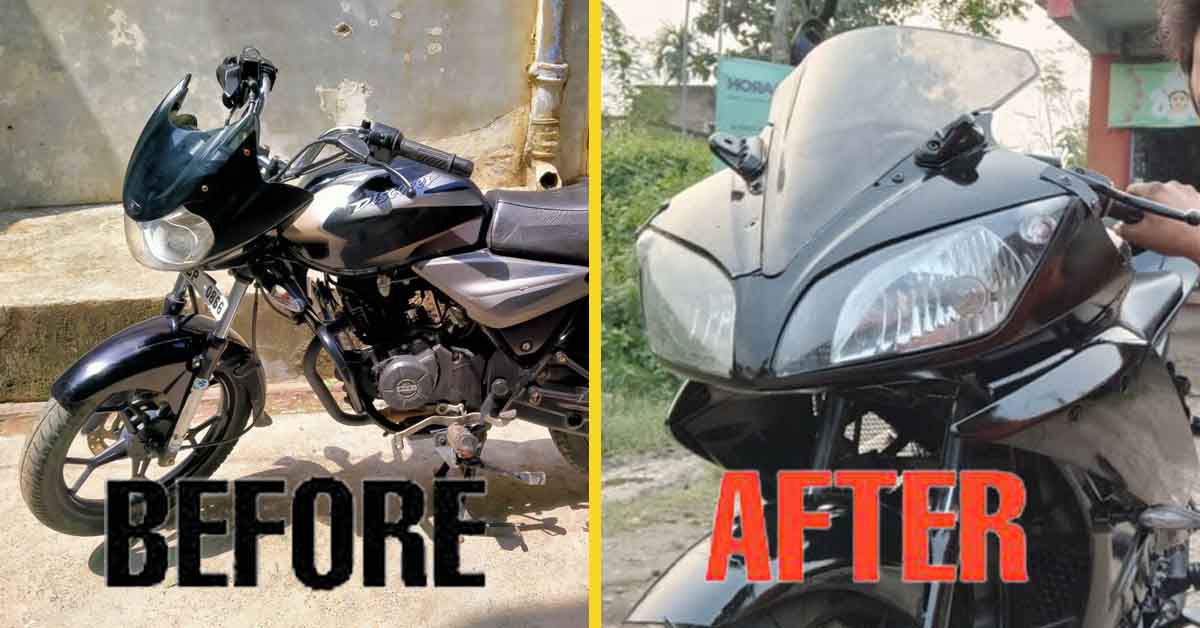 old bajaj discover modified to yamaha r15