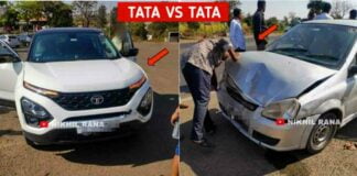 tata harrier vs tata indica accident image