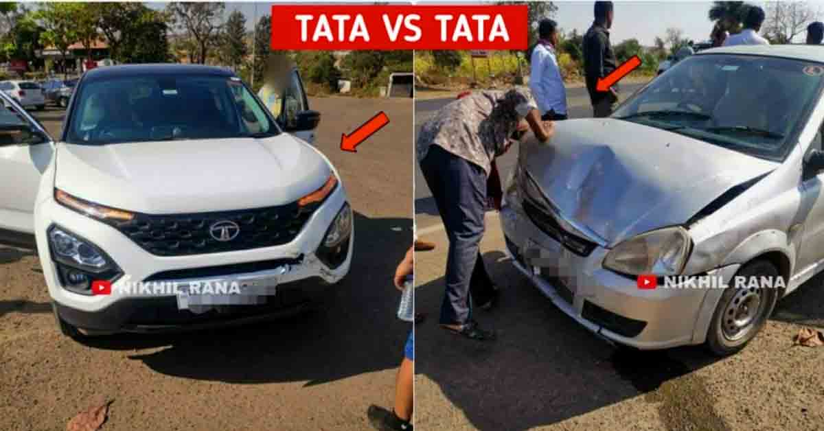 tata harrier vs tata indica accident image