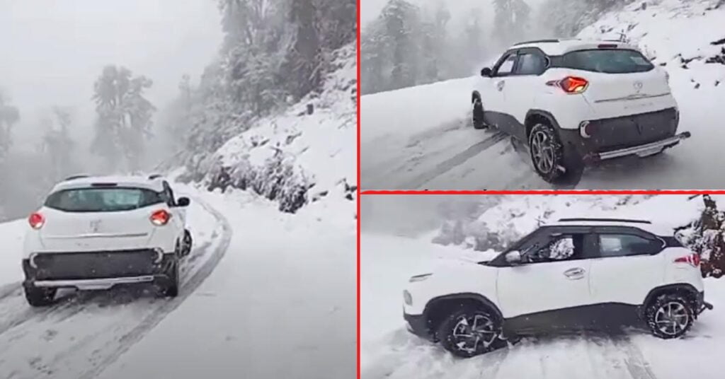 tata punch struggling on snow