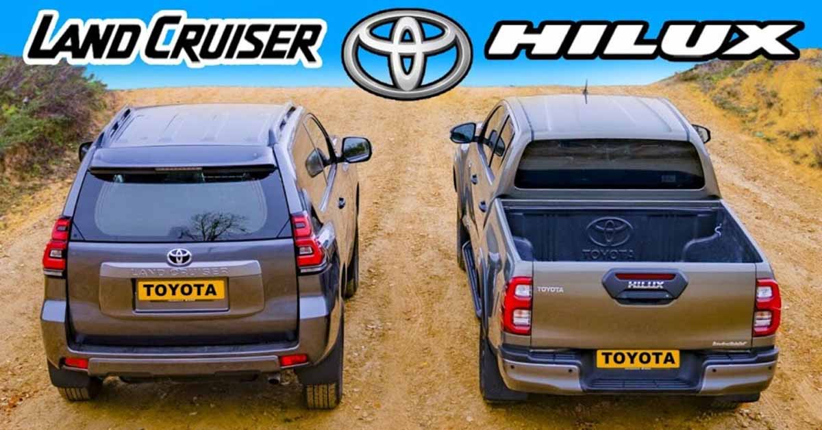 toyota land cruiser vs hilux off road race