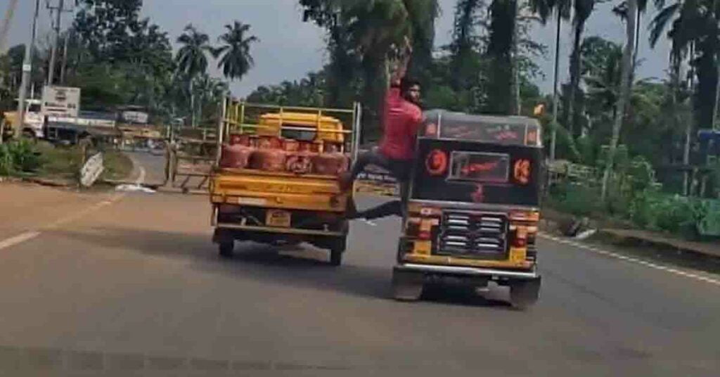 Auto Driver Pushing Mini Pickup