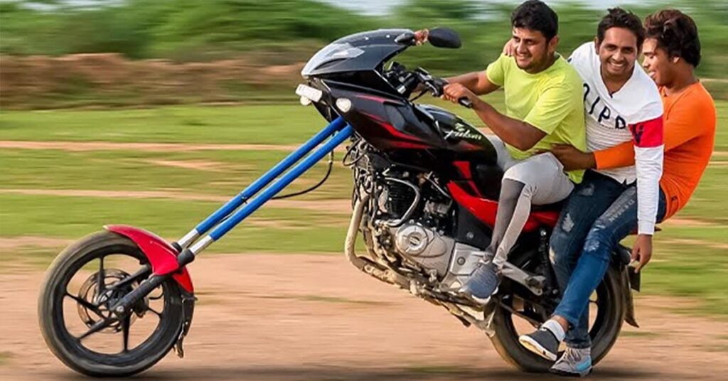 bajaj pulsar 220 with extra long front suspension