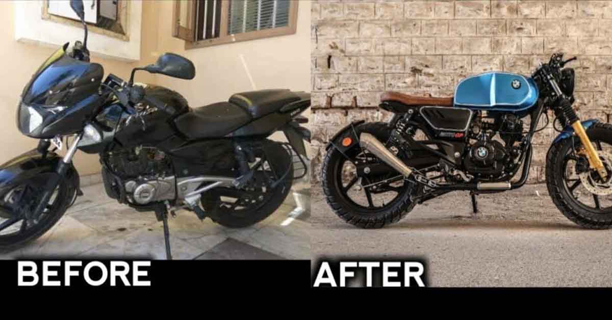 bajaj pulsar modified to bmw cafe racer