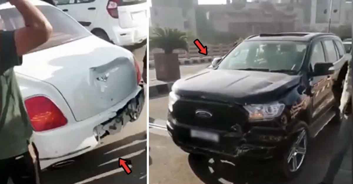 ford endeavour vs bentley continental flying spur accident