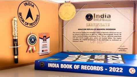 homemade replica mahindra showroom makes it to India Book of Records 2022
