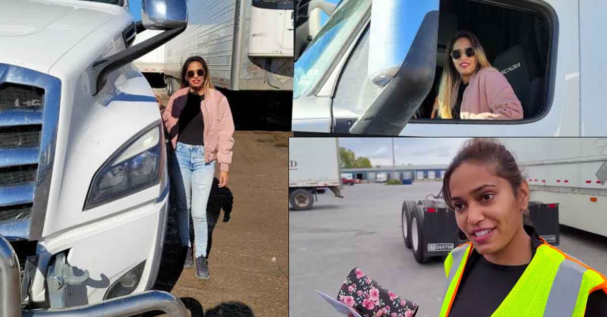 indian girl driving test truck canada