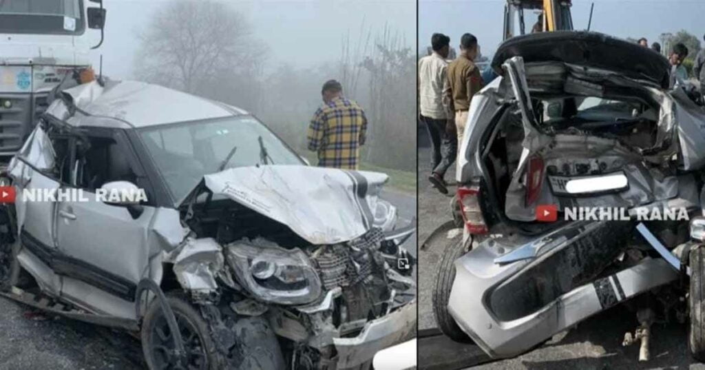 Maruti Ignis Sandwiched Between Trucks, Keeps Driver Safe