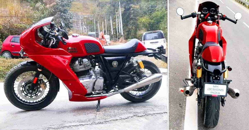 royal enfield interceptor cafe racer full-fairing red