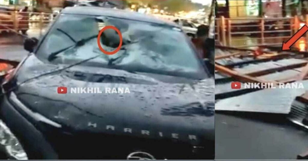 tata harrier tin shade roof accident