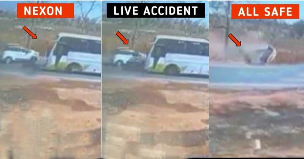 tata nexon vs bus live accident