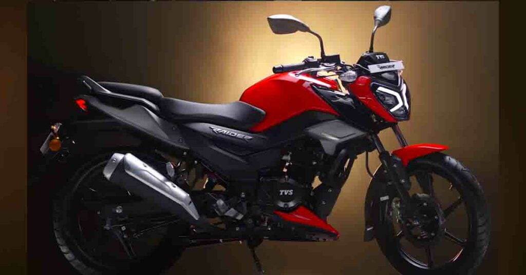 tvs raider red black side profile