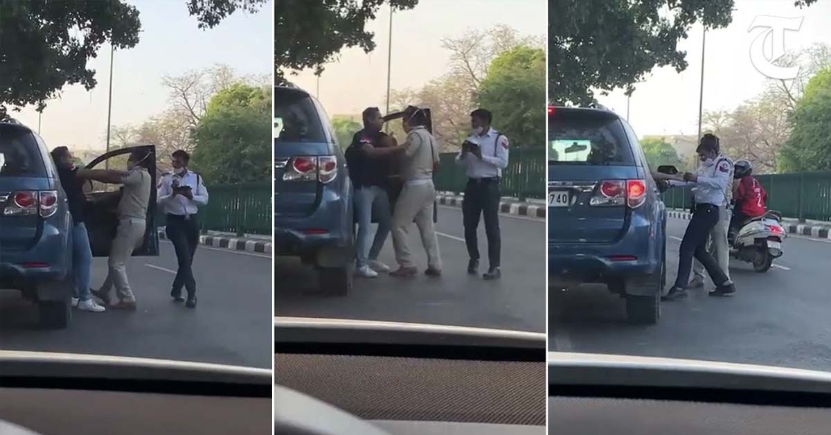 chandigarh cop manhandles toyota fortuner driver