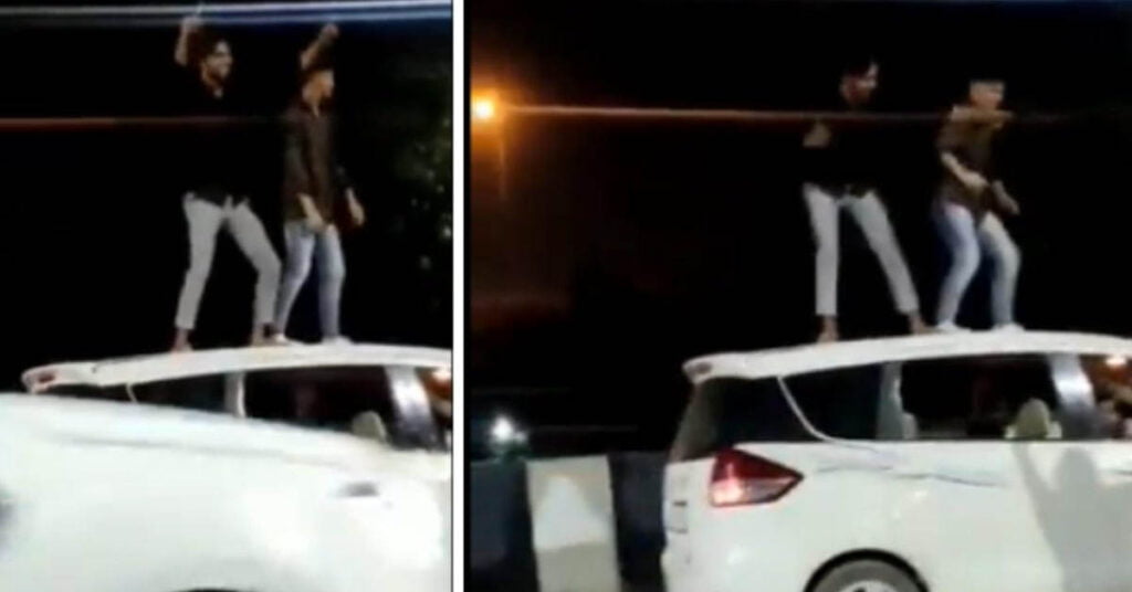 drunk men dancing maruti ertiga