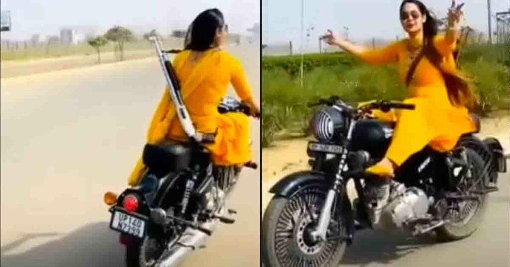 girl dancing royal enfield