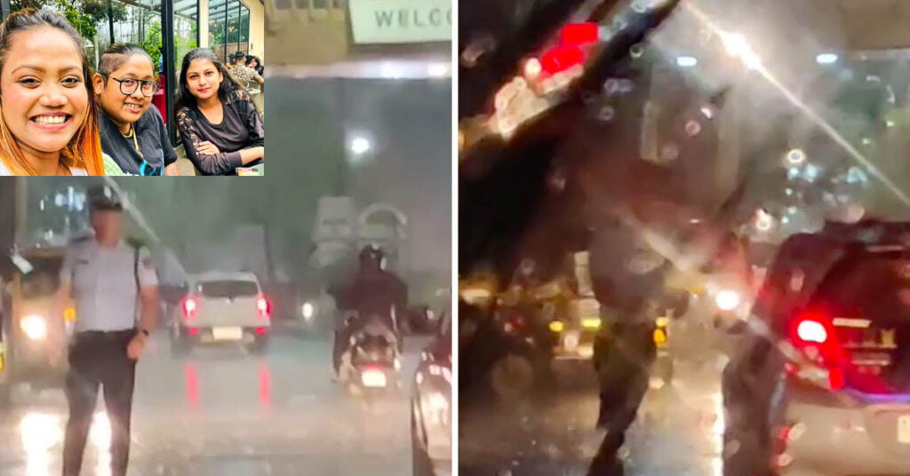 Ladies Maruti A star Offer Umbrella Traffic Cop
