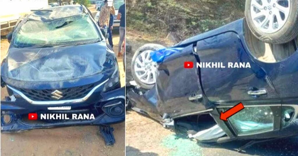 new maruti baleno rollover crash