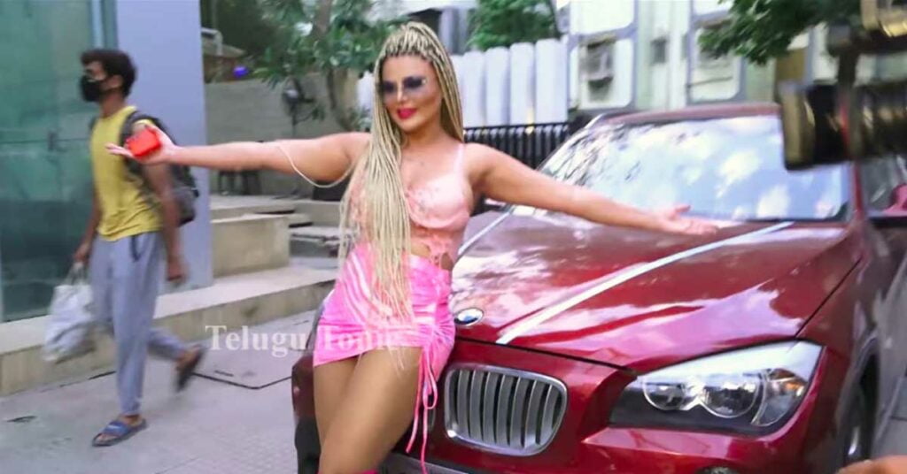 rakhi sawant bmw x1 pose