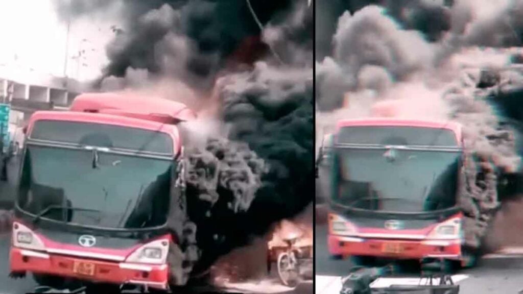 tata cng bus fire