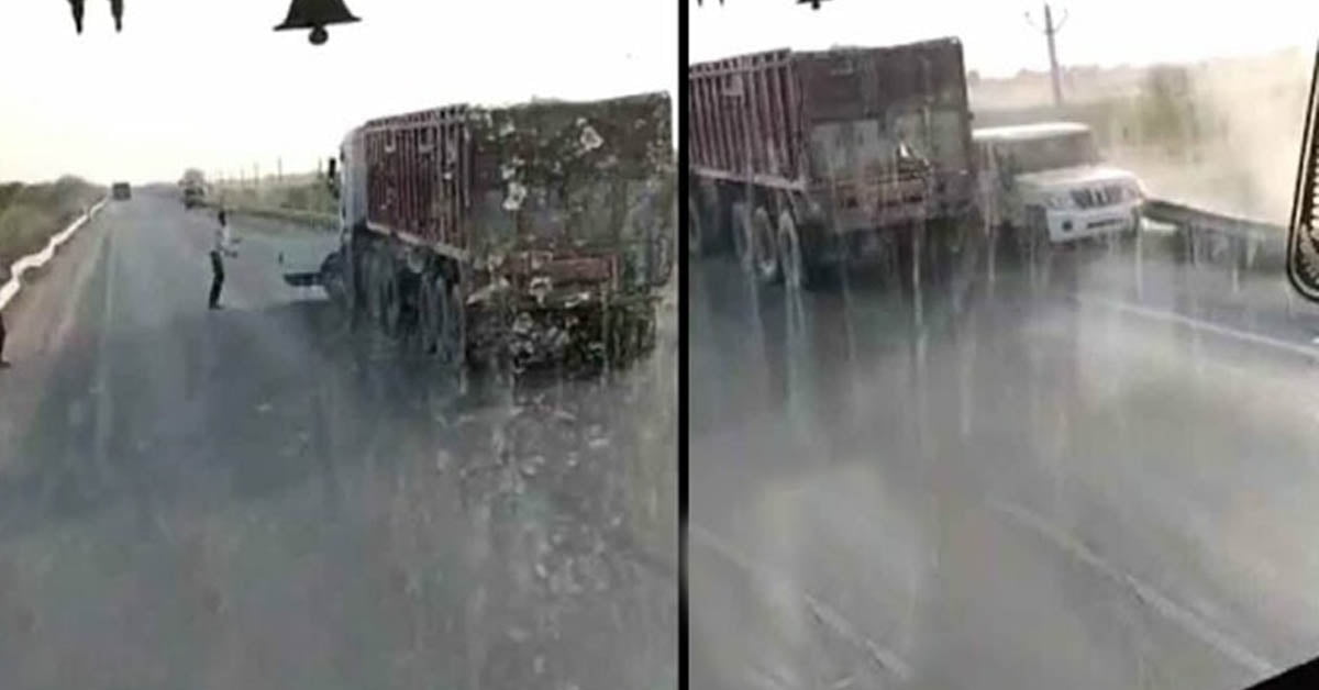 truck drags mahindra bolero robbers