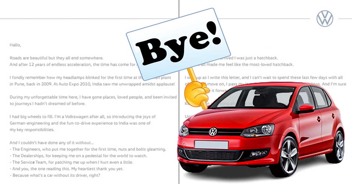 vw polo goodbye note