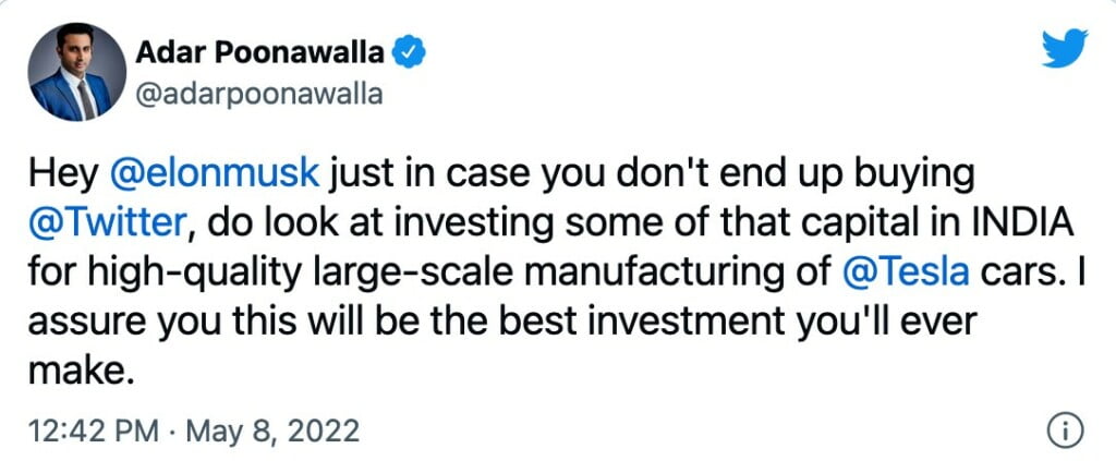 Adar Poonawalla Elon Musk