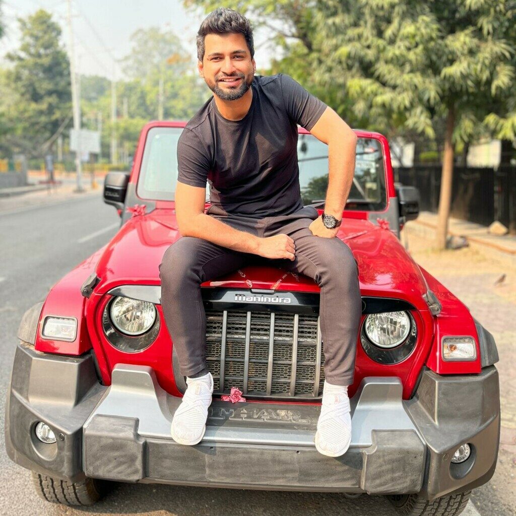 Harsh Gujral with Mahindra Thar