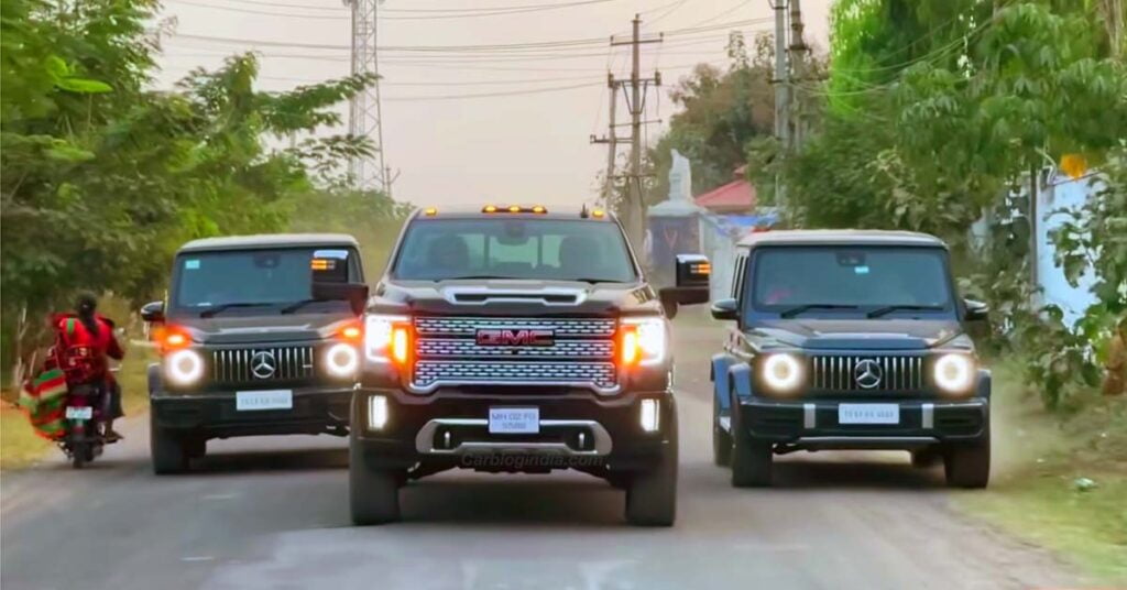 gmc sierra mercedes g-wagon indian village