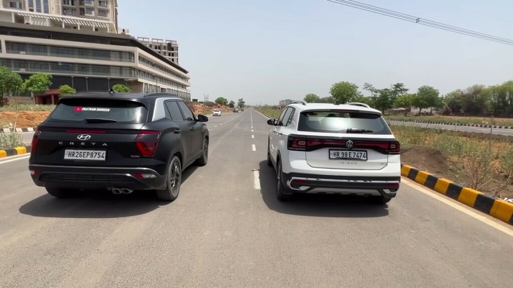 hyundai creta 1.4 Turbo vs VW Taigun 1.0 TSI drag race