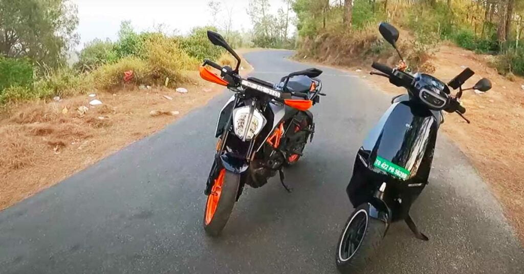 ktm 390 duke vs ola s1 pro drag race