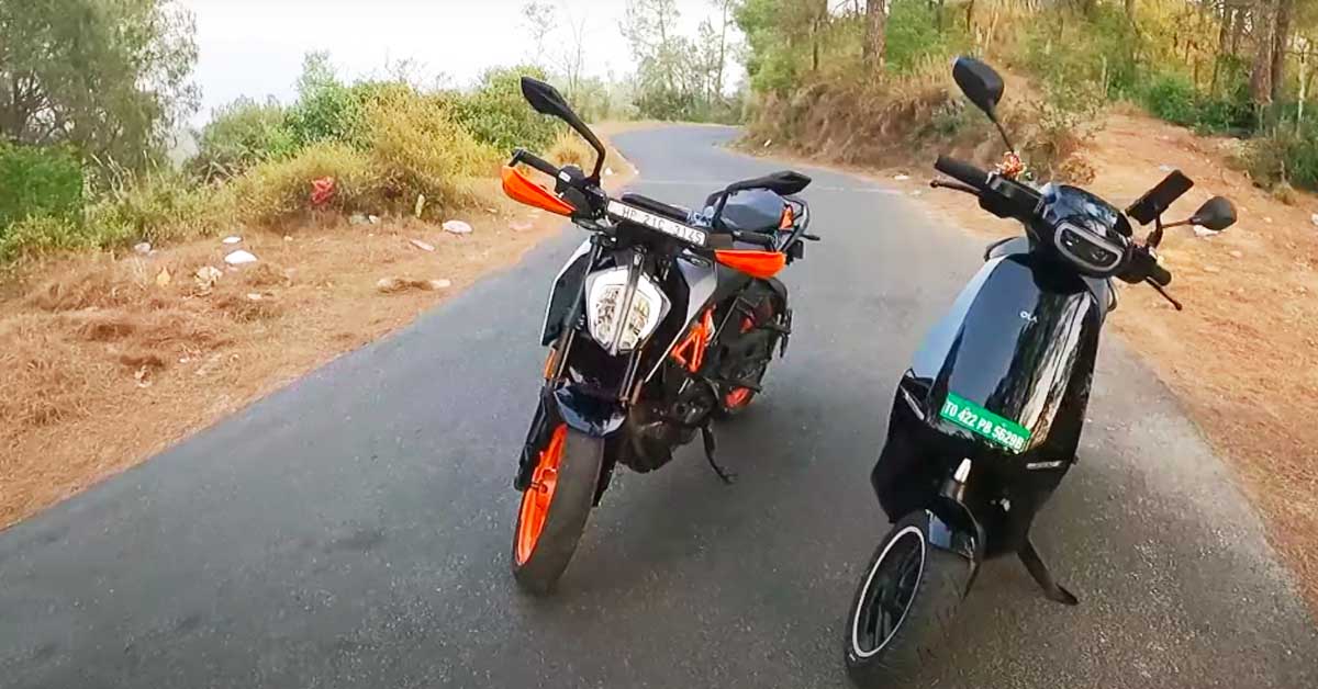 ktm 390 duke vs ola s1 pro drag race