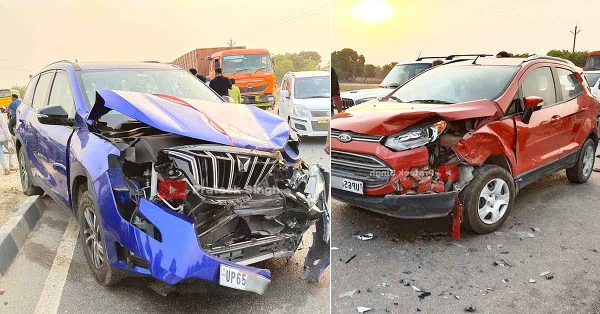 mahindra xuv700 vs ford ecosport accident