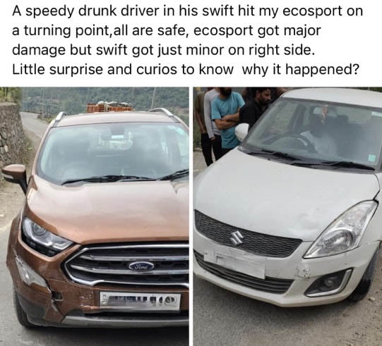 maruti swift ford ecosport accident