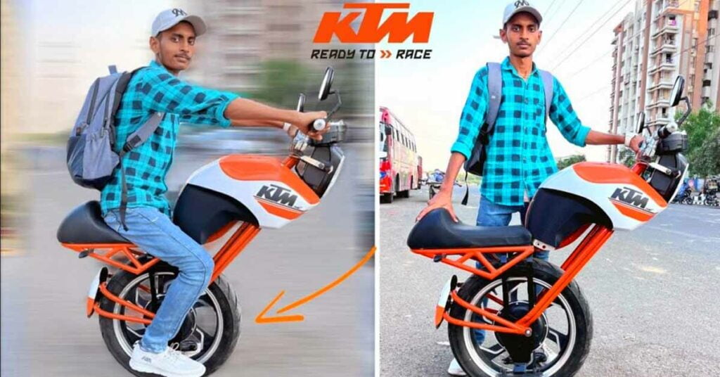 self balancing homemade one-wheeled ktm ev