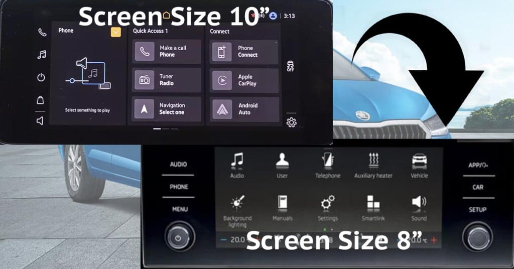skoda slavia 10 to 8-inch panasonic touchscreen infotainment unit