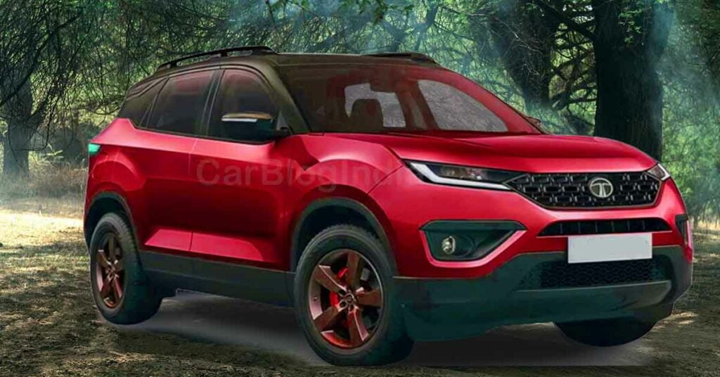 tata harrier facelift front three quarters rendering