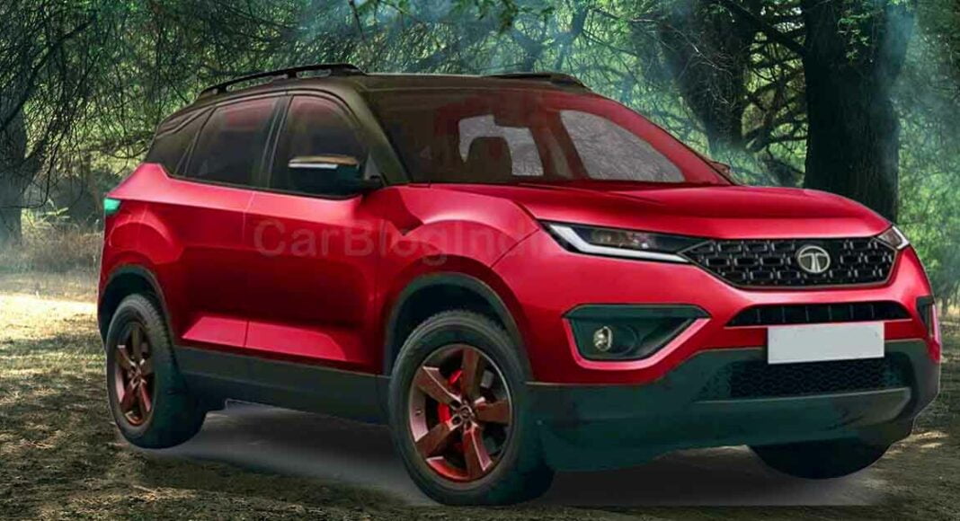 tata harrier facelift front three quarters rendering