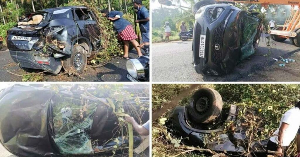 tata harrier falls off mountain