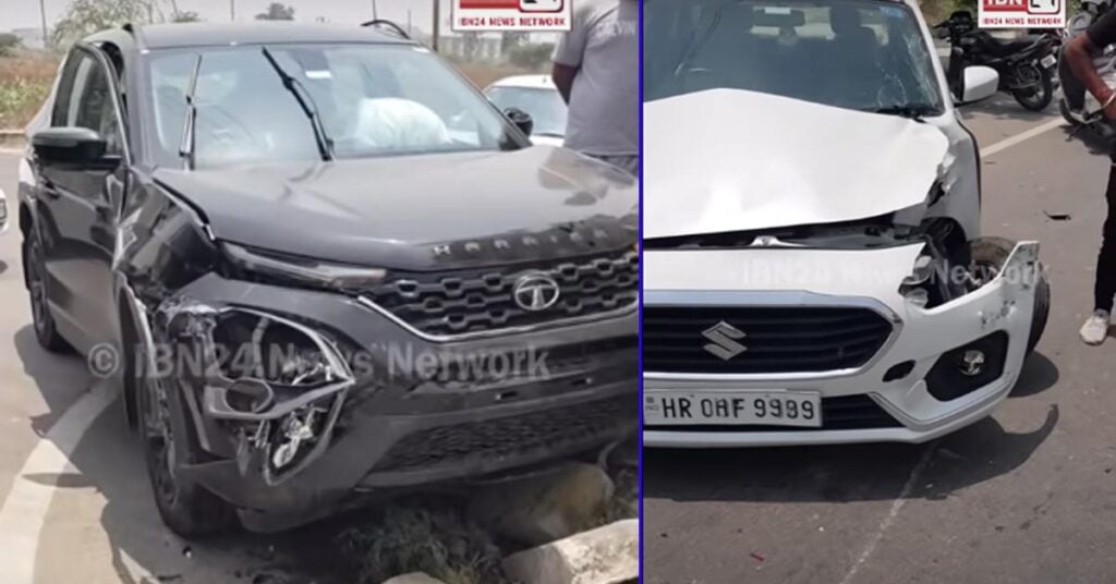 tata harrier-maruti dzire accident