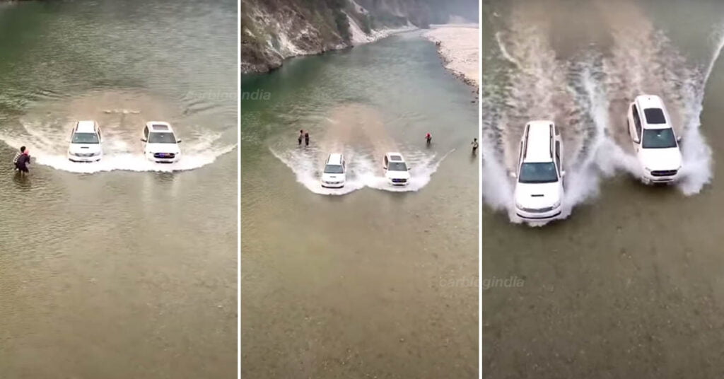 toyota fortuner vs ford endeavour water race