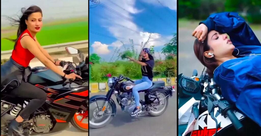 young girls on ktm royal enfield cringe