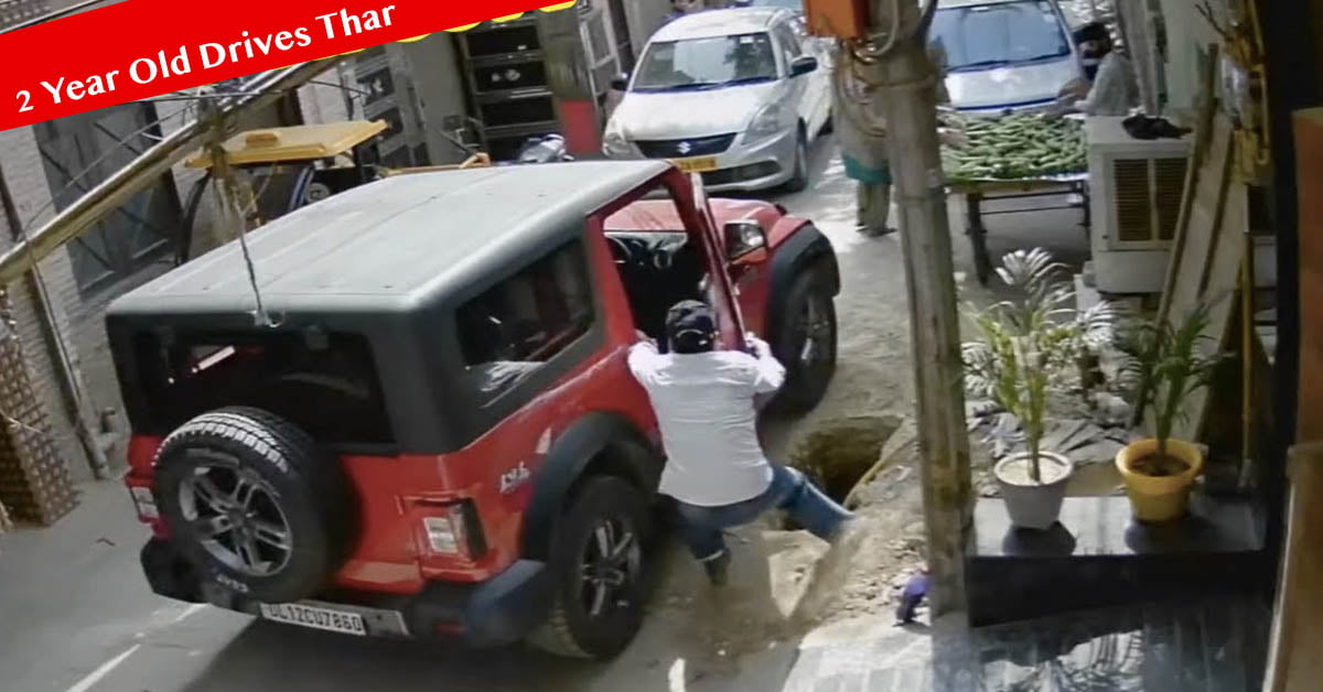 2-year-old drives mahindra thar accident maruti dzire