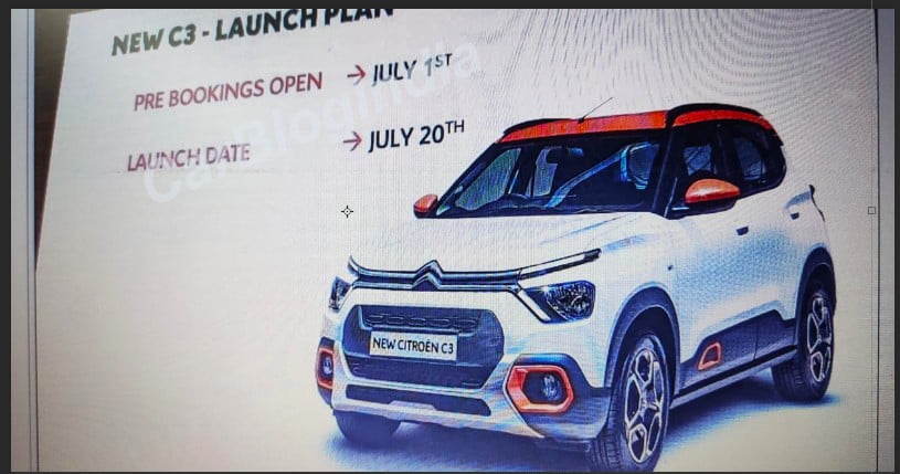 citroen c3 launch date bookings