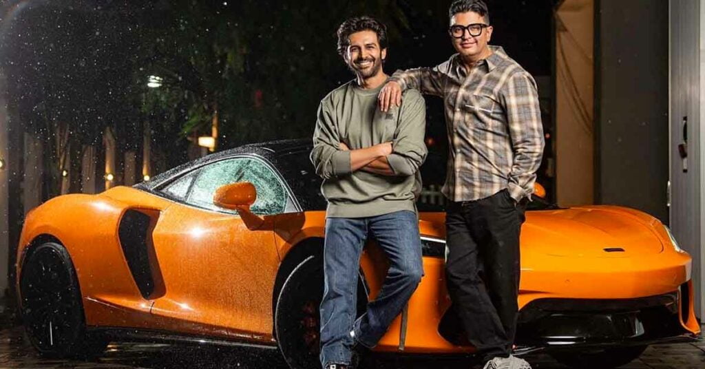 kartik aryan bhushan kumar mclaren gt image