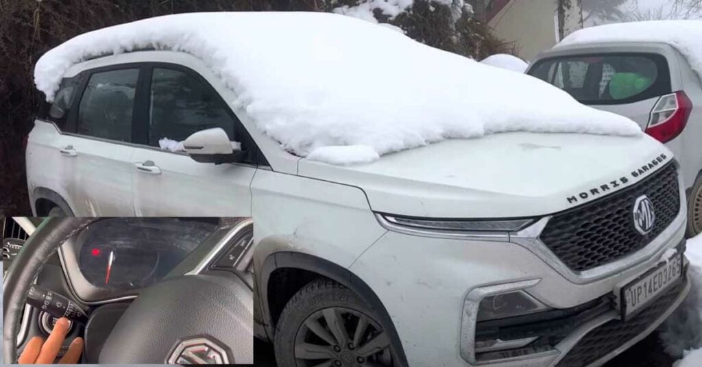 mg hector cold start in snow