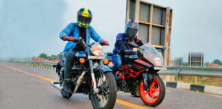 re bullet 350 vs ktm rc125 drag race video