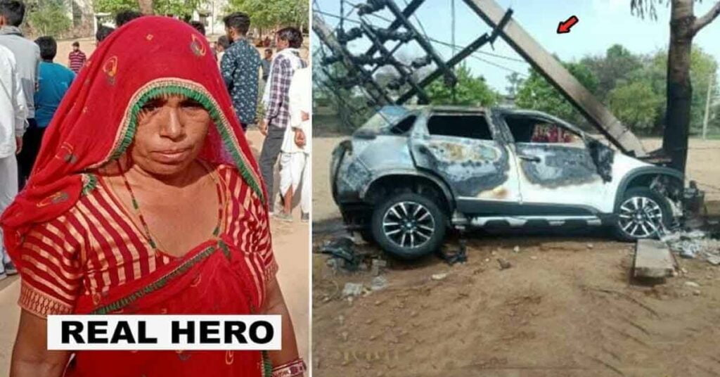 Villager Saves People in Burning Maruti Brezza