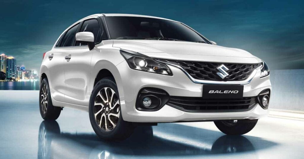 2022 Maruti Baleno Arctic White Front Three Quarters