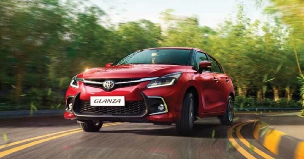 2022 Toyota Glanza Sportin Red Front Three Quarters