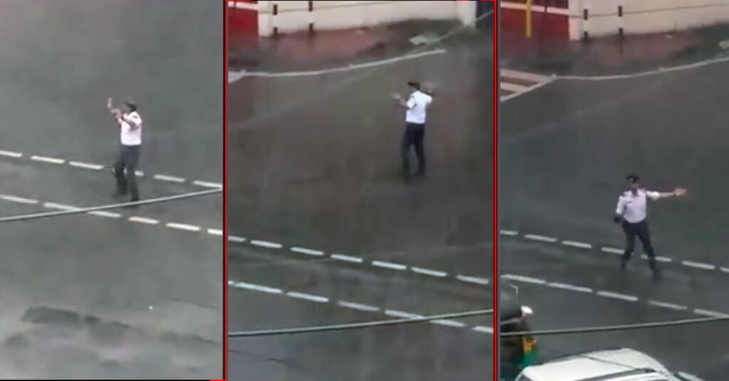 dancing cop ranjit singh heavy rain